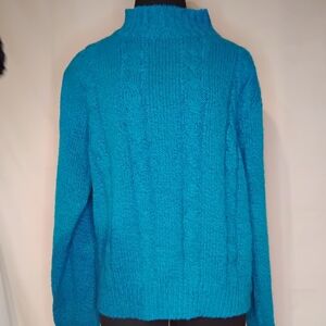 Vintage Elegant Teal Turtleneck Sweater